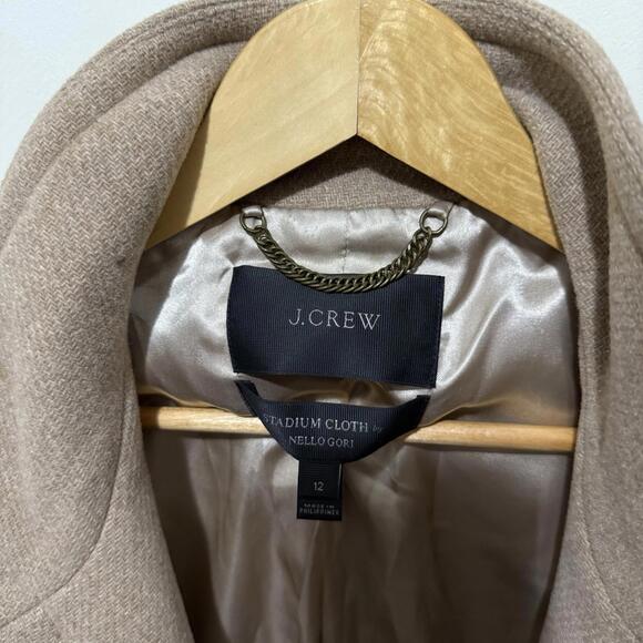 J.Crew Stadium Cloth Nello Gori Wool Blend Coat Beige Size 12  Outdoor Women’s - Picture 4 of 9